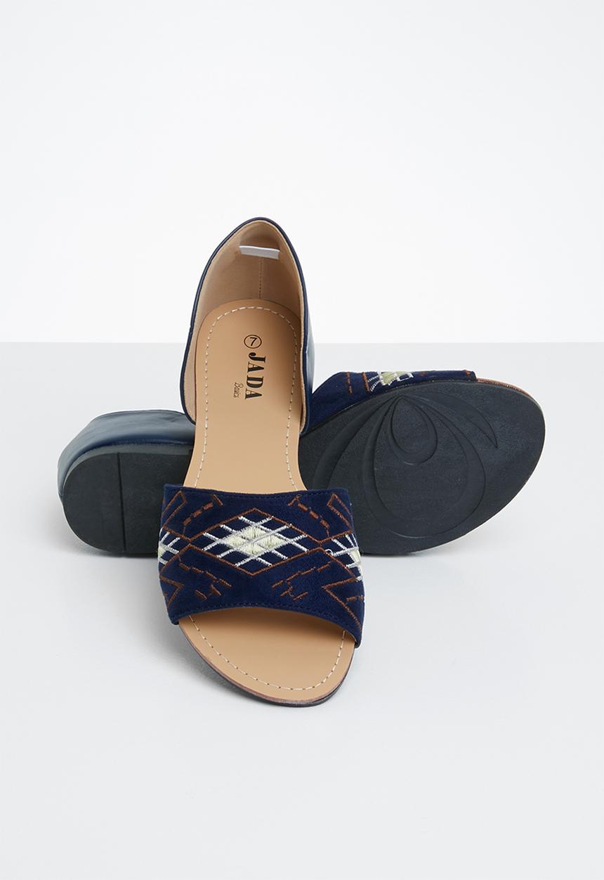 Jada - Tribal embroidered sandal - navy