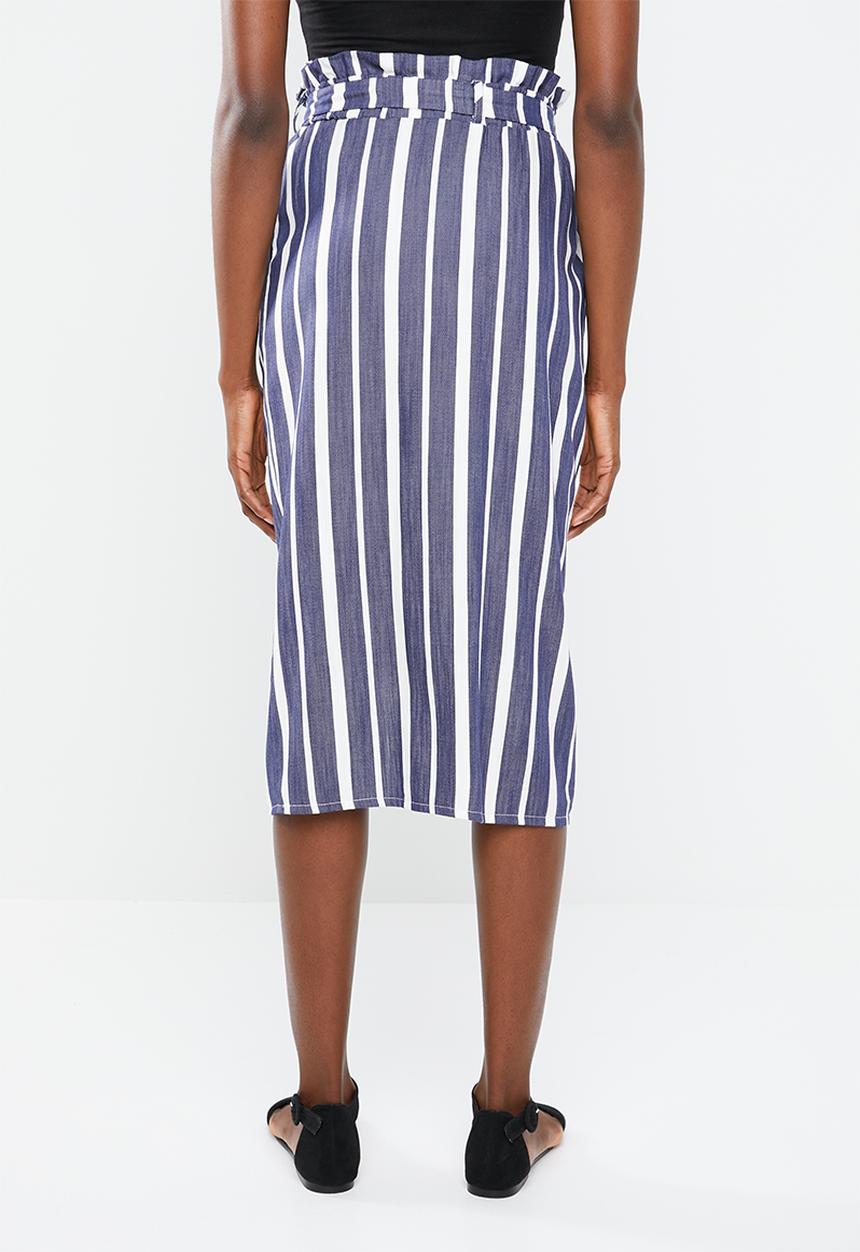 Superbalist - Spliced paperbag midi skirt - navy & white