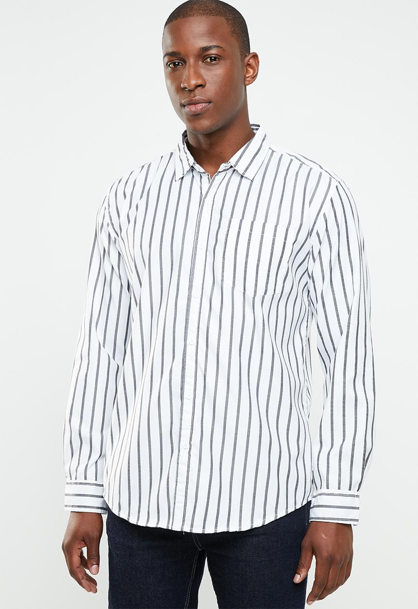 STYLE REPUBLIC - Iconic striped long sleeve shirt - white & black 
