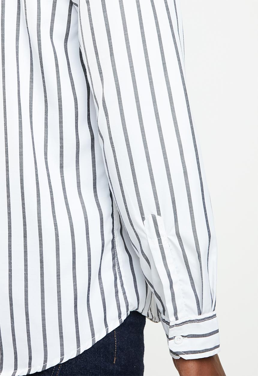 STYLE REPUBLIC - Iconic striped long sleeve shirt - white & black 