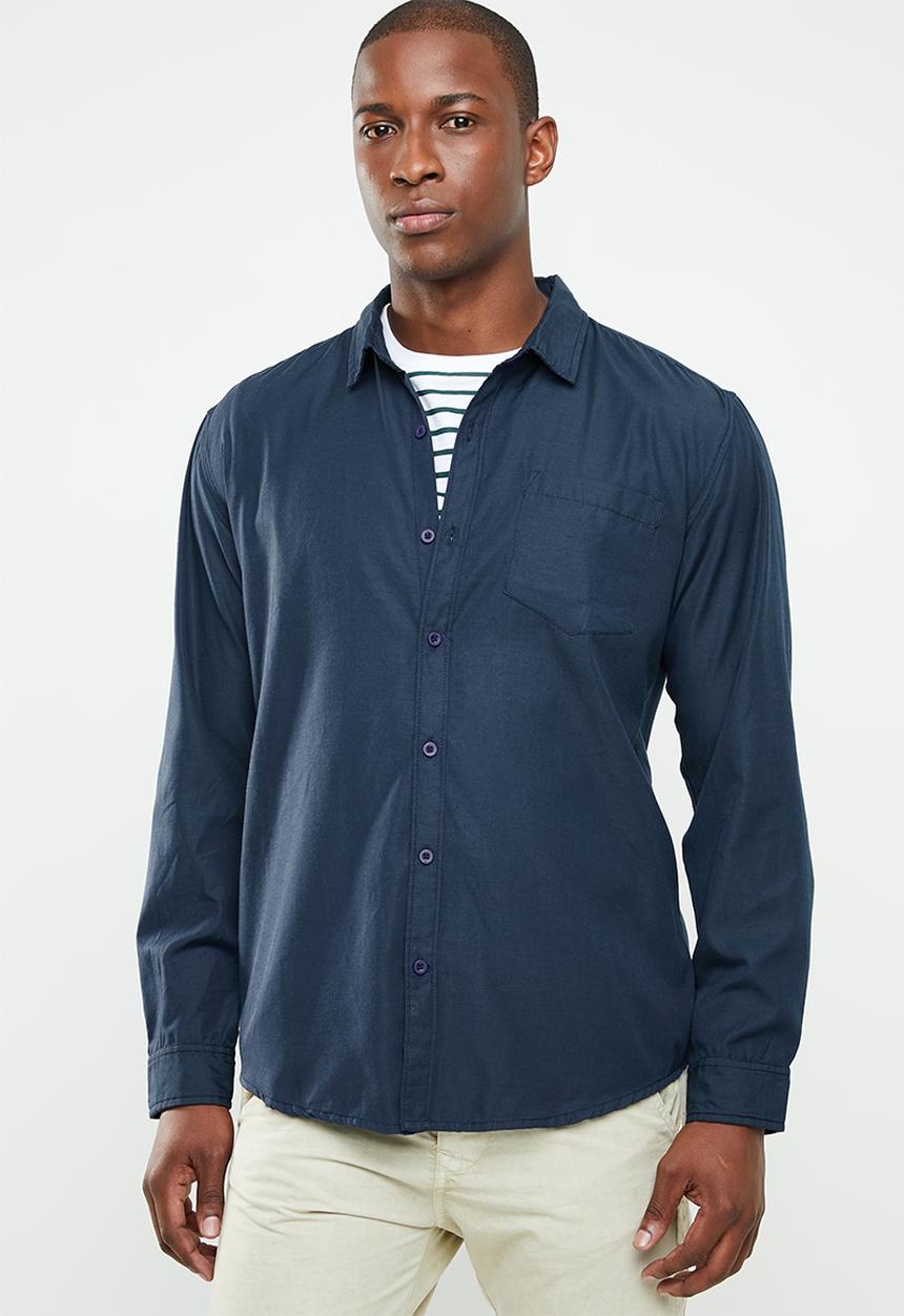 STYLE REPUBLIC - Essential slim fit long sleeve shirt - navy 