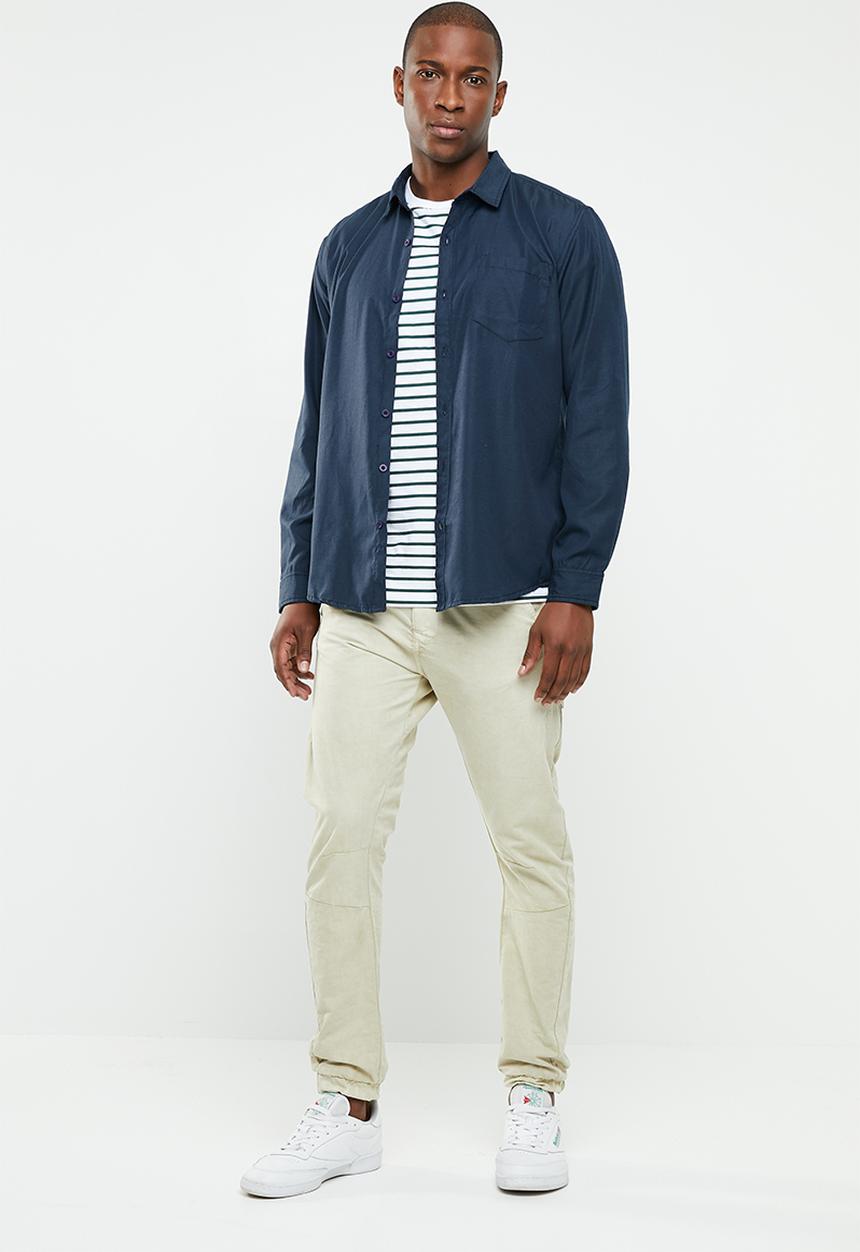 STYLE REPUBLIC - Essential slim fit long sleeve shirt - navy 