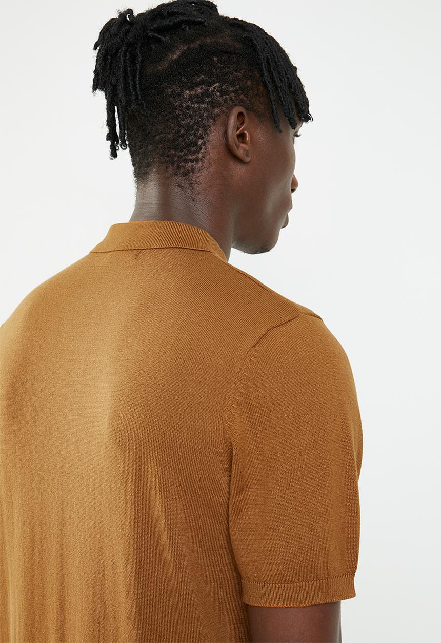 New Look - Rust block stripe polo tee - multi