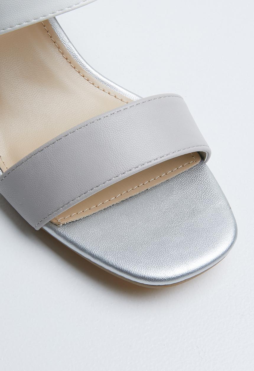 STYLE REPUBLIC - Slingback block heels - grey & white