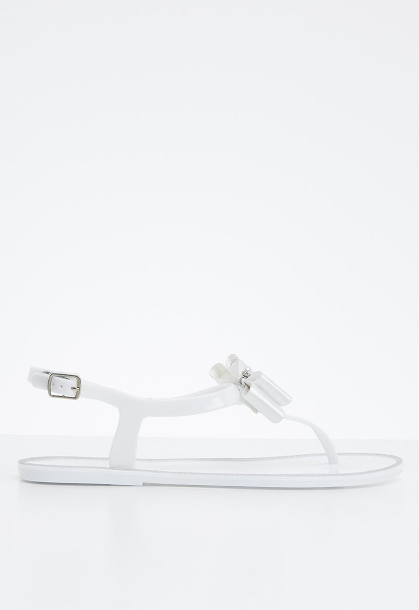 Miss Black - Bow detail sandals - white