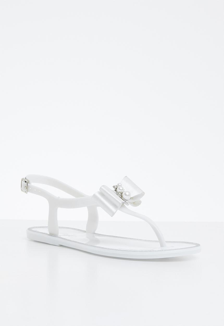 Miss Black - Bow detail sandals - white