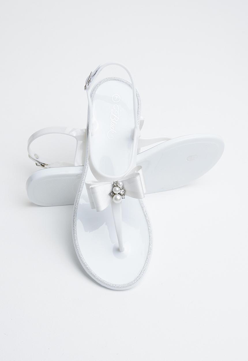 Miss Black - Bow detail sandals - white