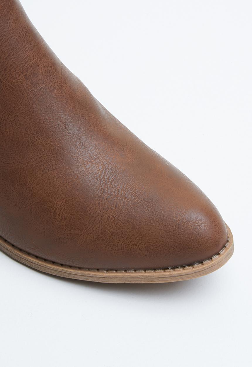 Jada - Side panel low heel ankle boots - tan