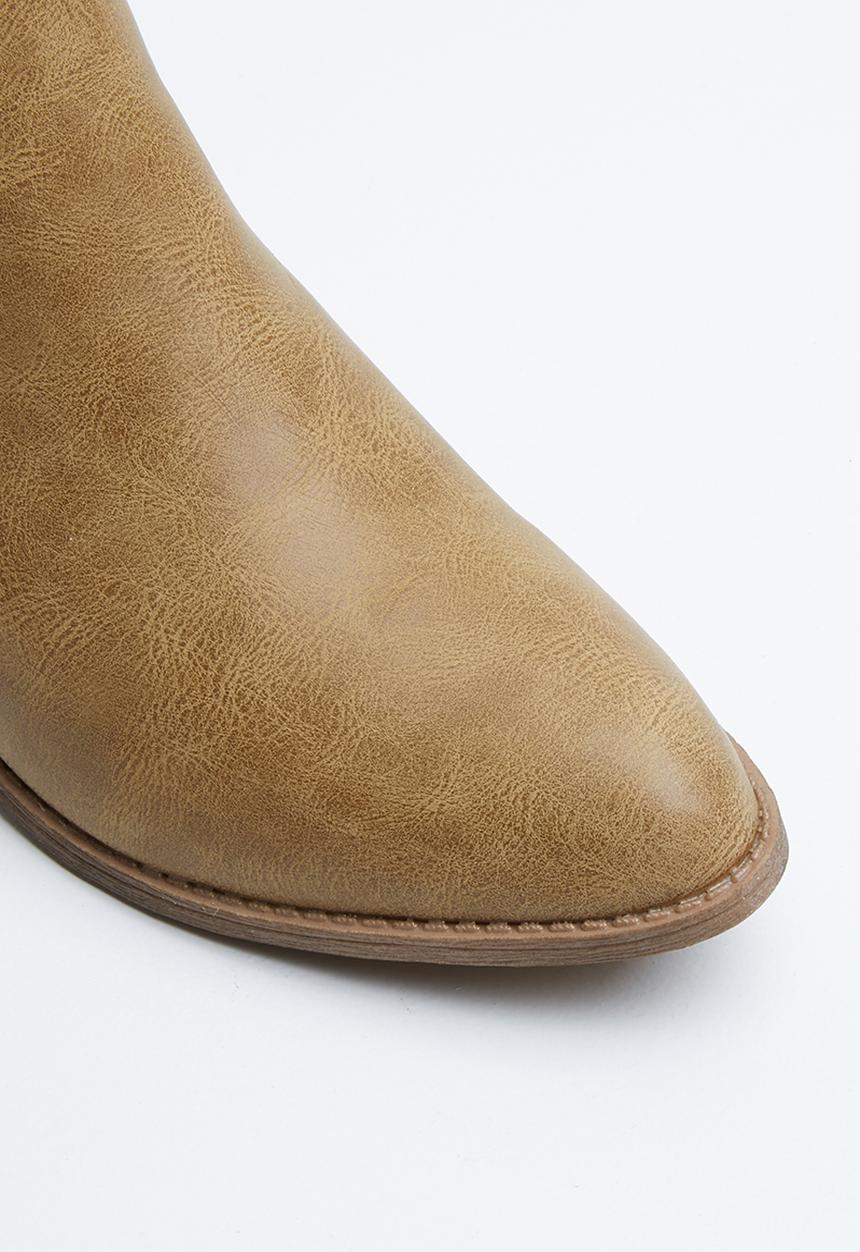 Jada - Side panel low heel ankle boots - brown