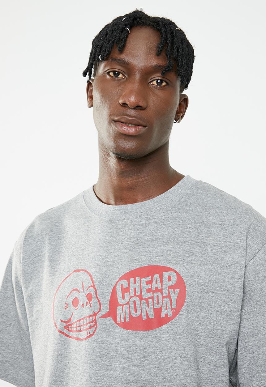 Cheap Monday - Uni speech logo short sleeve tee - grey