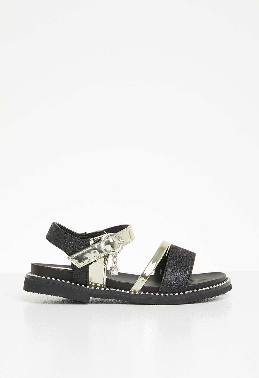 Pop Candy - Metalic crossover sandals - Black