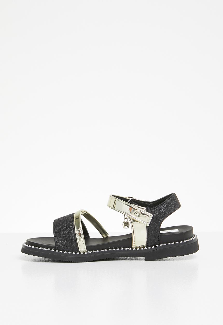 Pop Candy - Metalic crossover sandals - Black