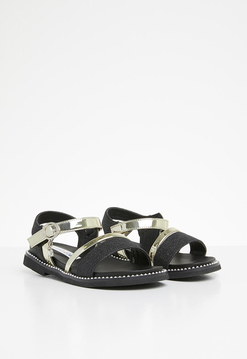 Pop Candy - Metalic crossover sandals - Black
