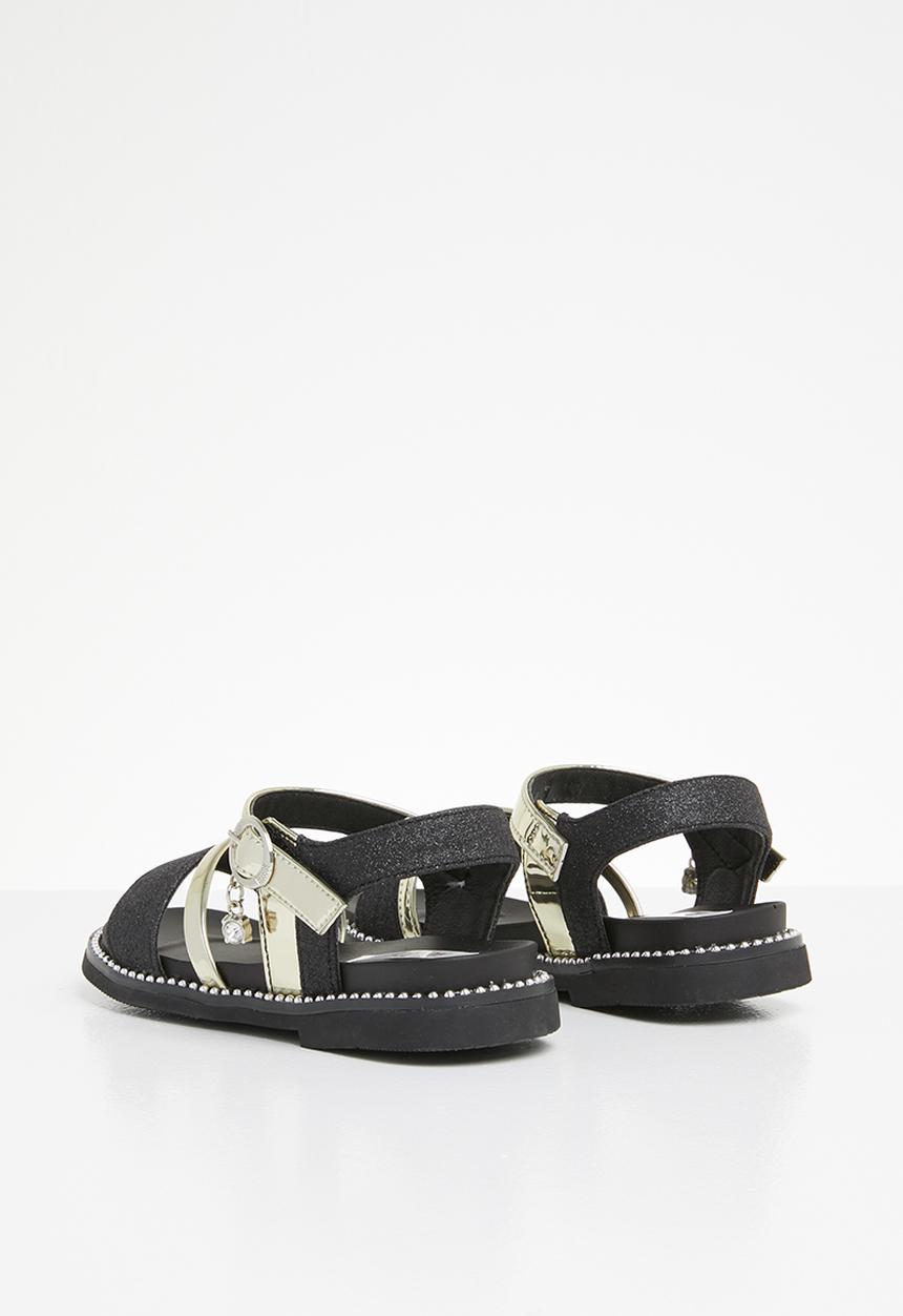 Pop Candy - Metalic crossover sandals - Black