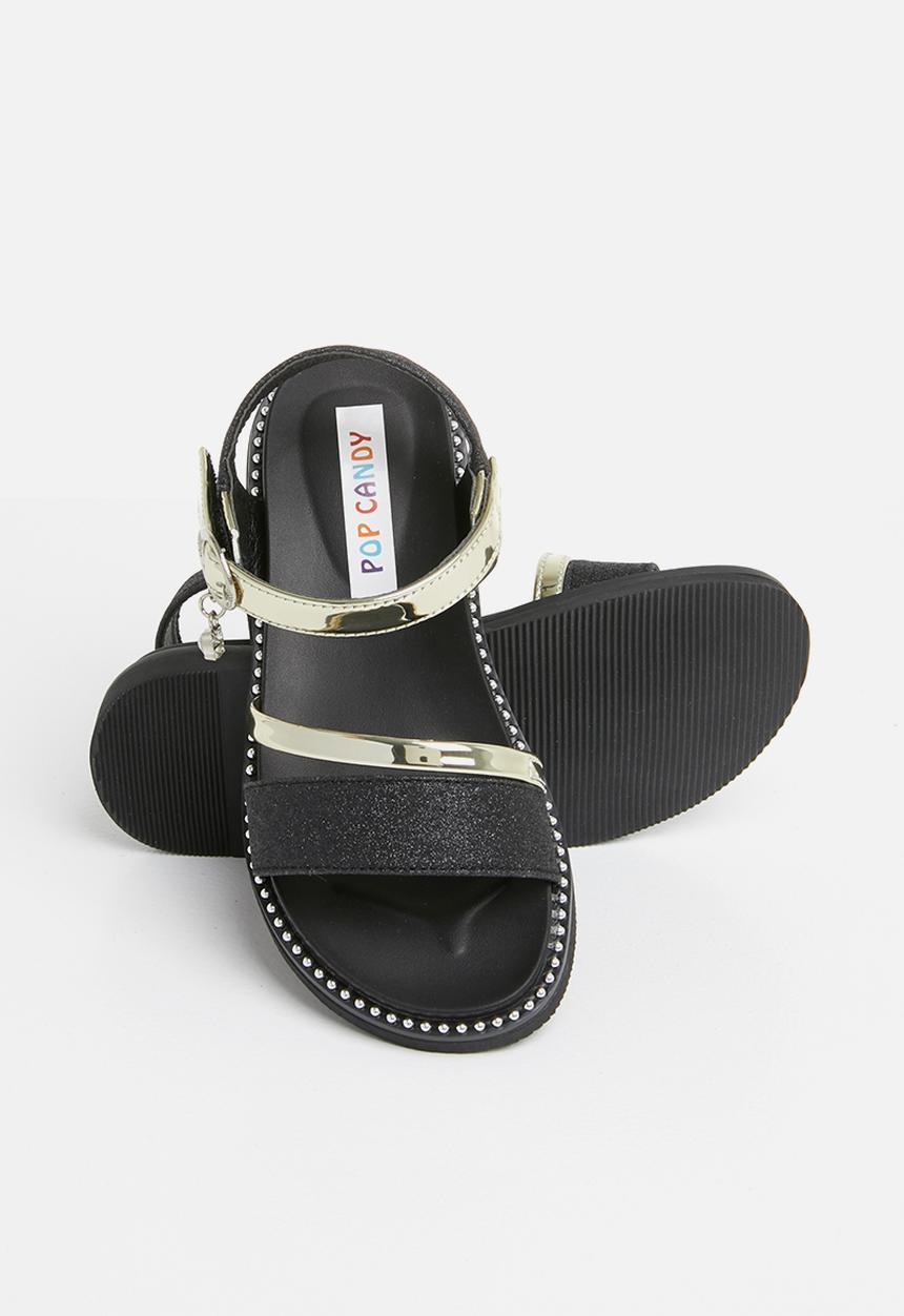Pop Candy - Metalic crossover sandals - Black