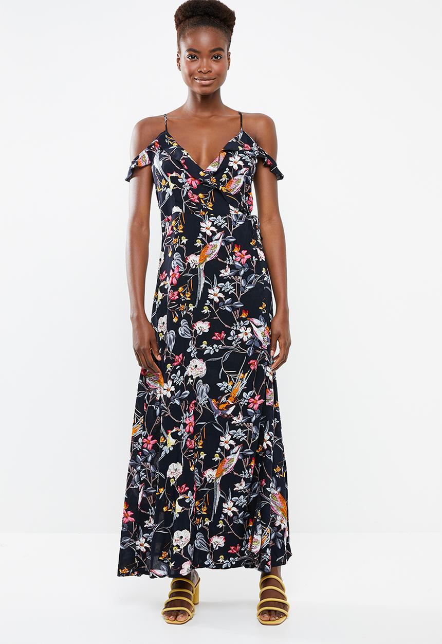 Revenge - Floral maxi with spaghetti strap dress - navy
