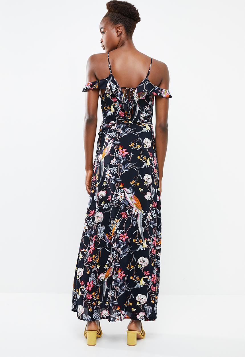 Revenge - Floral maxi with spaghetti strap dress - navy