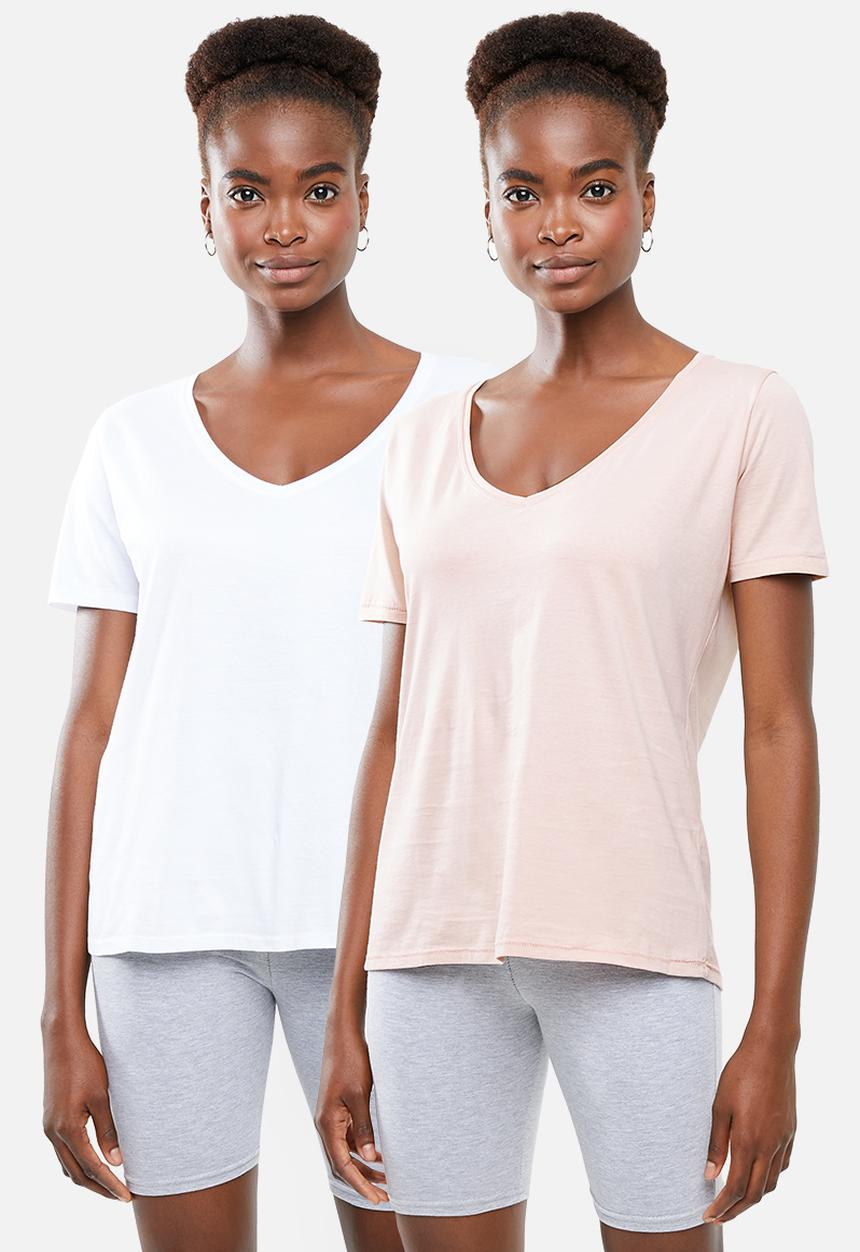 Superbalist - Boyfriend tee 2 pack  - pink / white