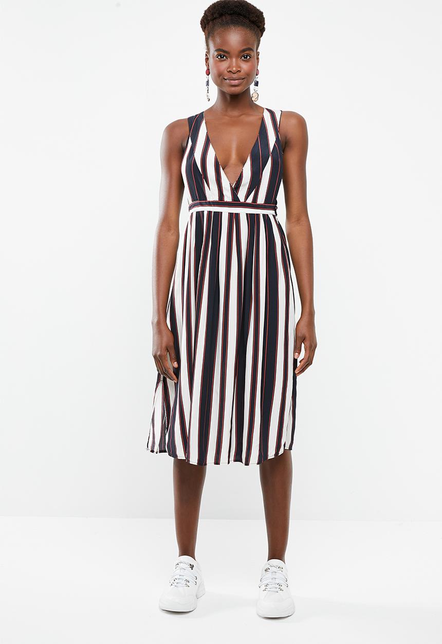 Vero Moda - Stripy sleeveless calf dress - navy & cream