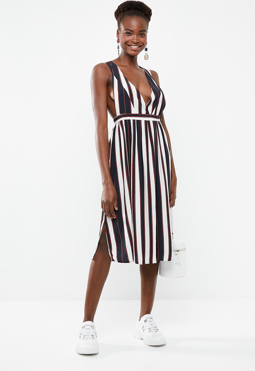Vero Moda - Stripy sleeveless calf dress - navy & cream