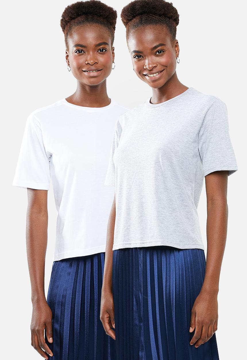 Superbalist - Crew neck tee 2 pack  - white & grey 