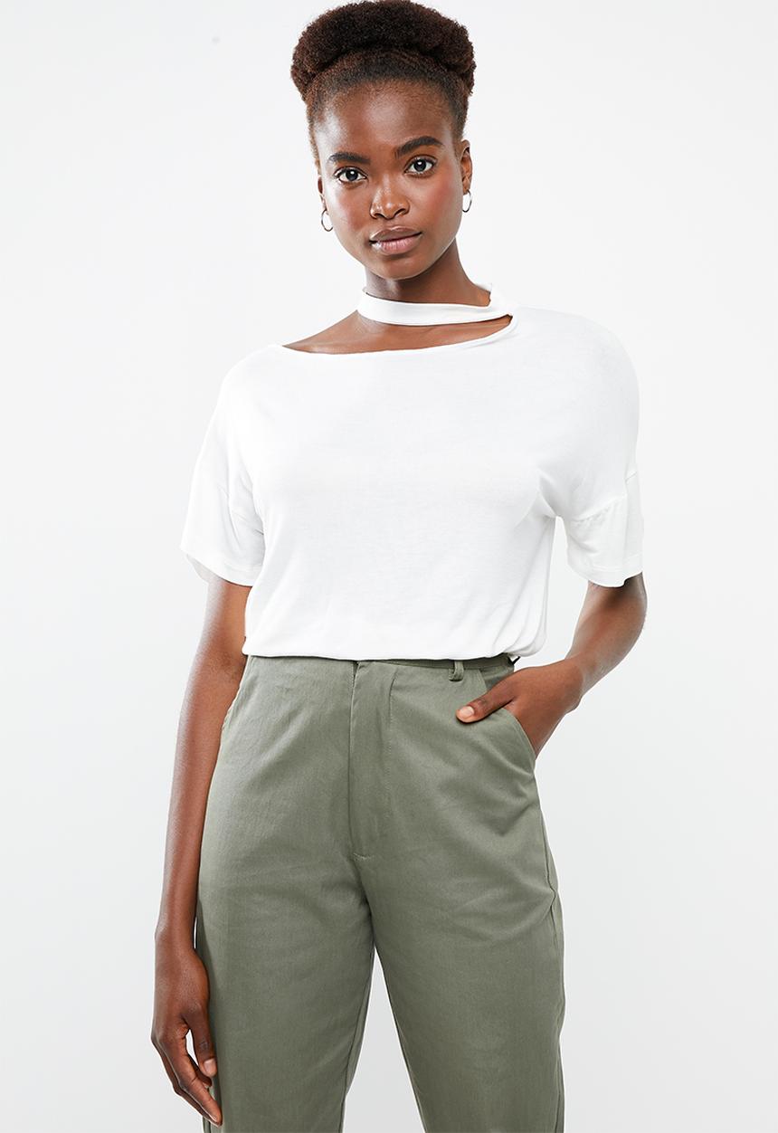 Superbalist - Asymmetrical choker detail tee - white