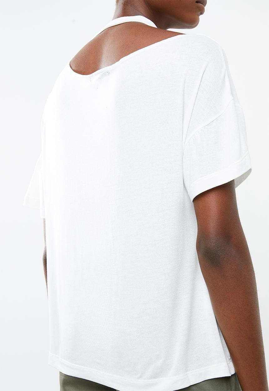 Superbalist - Asymmetrical choker detail tee - white