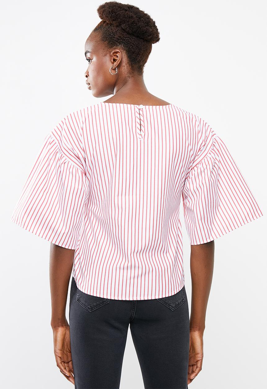 Superbalist - Poplin blouse with bow tie - red & white