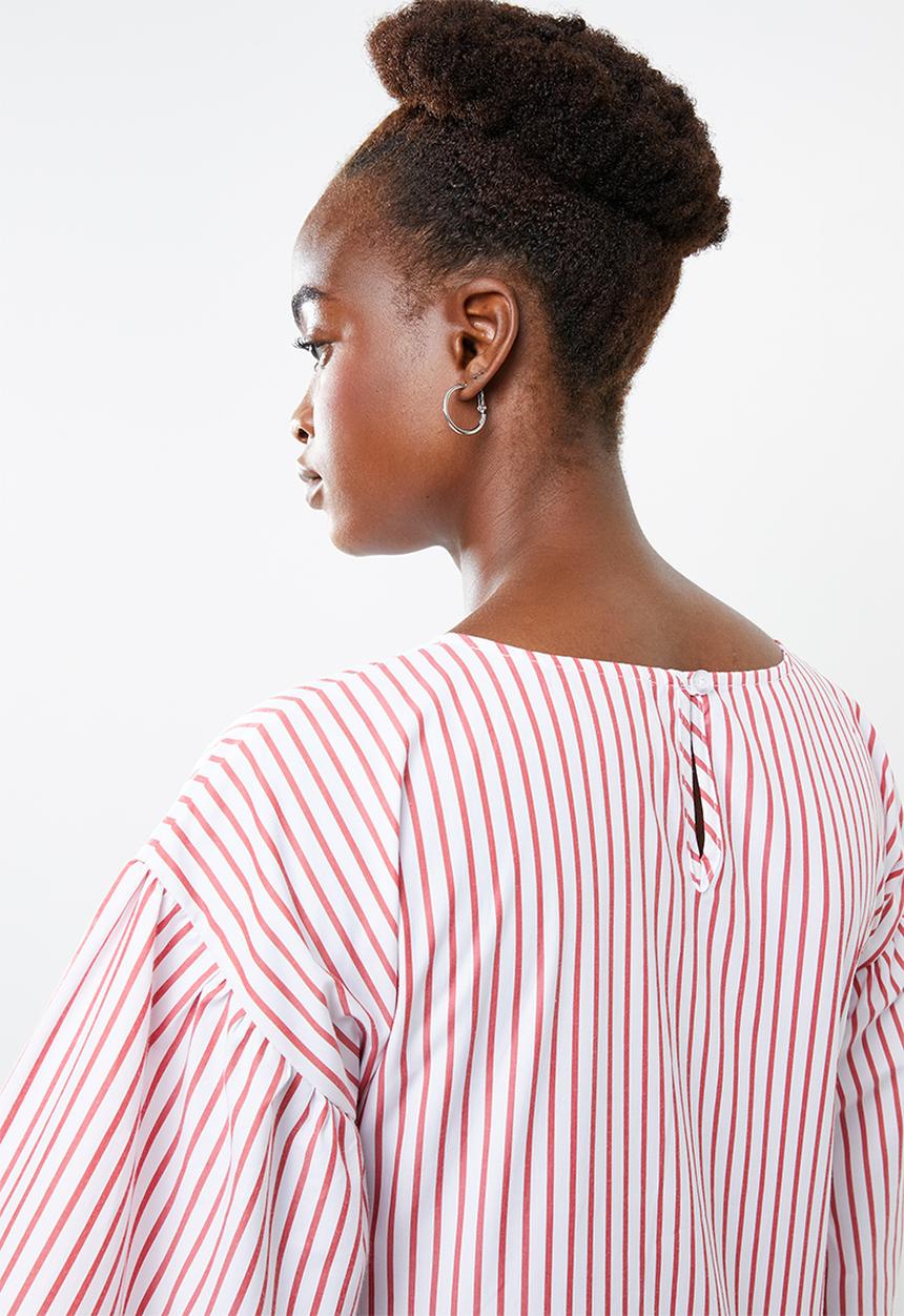 Superbalist - Poplin blouse with bow tie - red & white