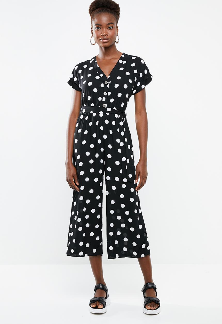 New Look - Maisy spot peggy jumpsuit - black