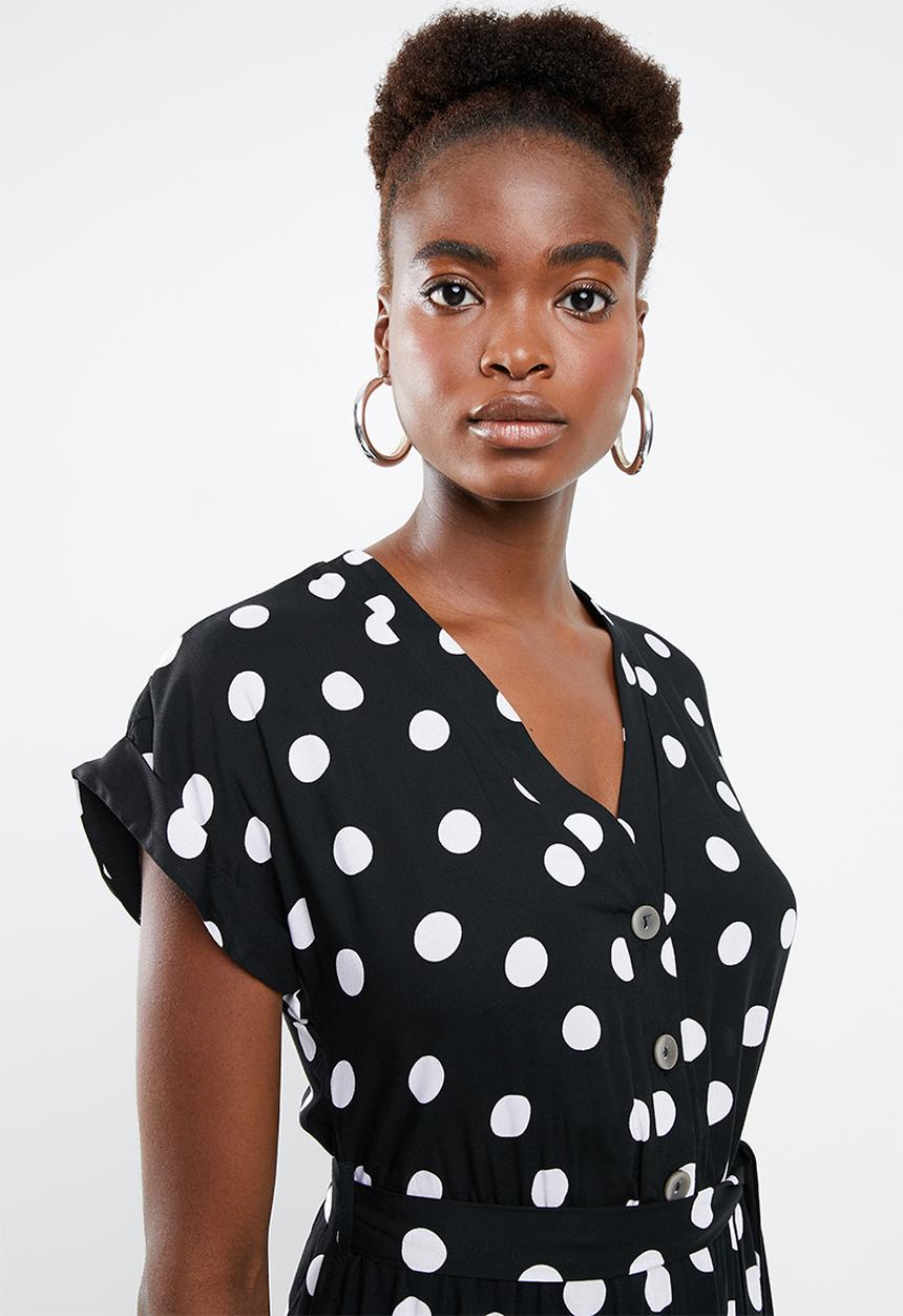 New Look - Maisy spot peggy jumpsuit - black