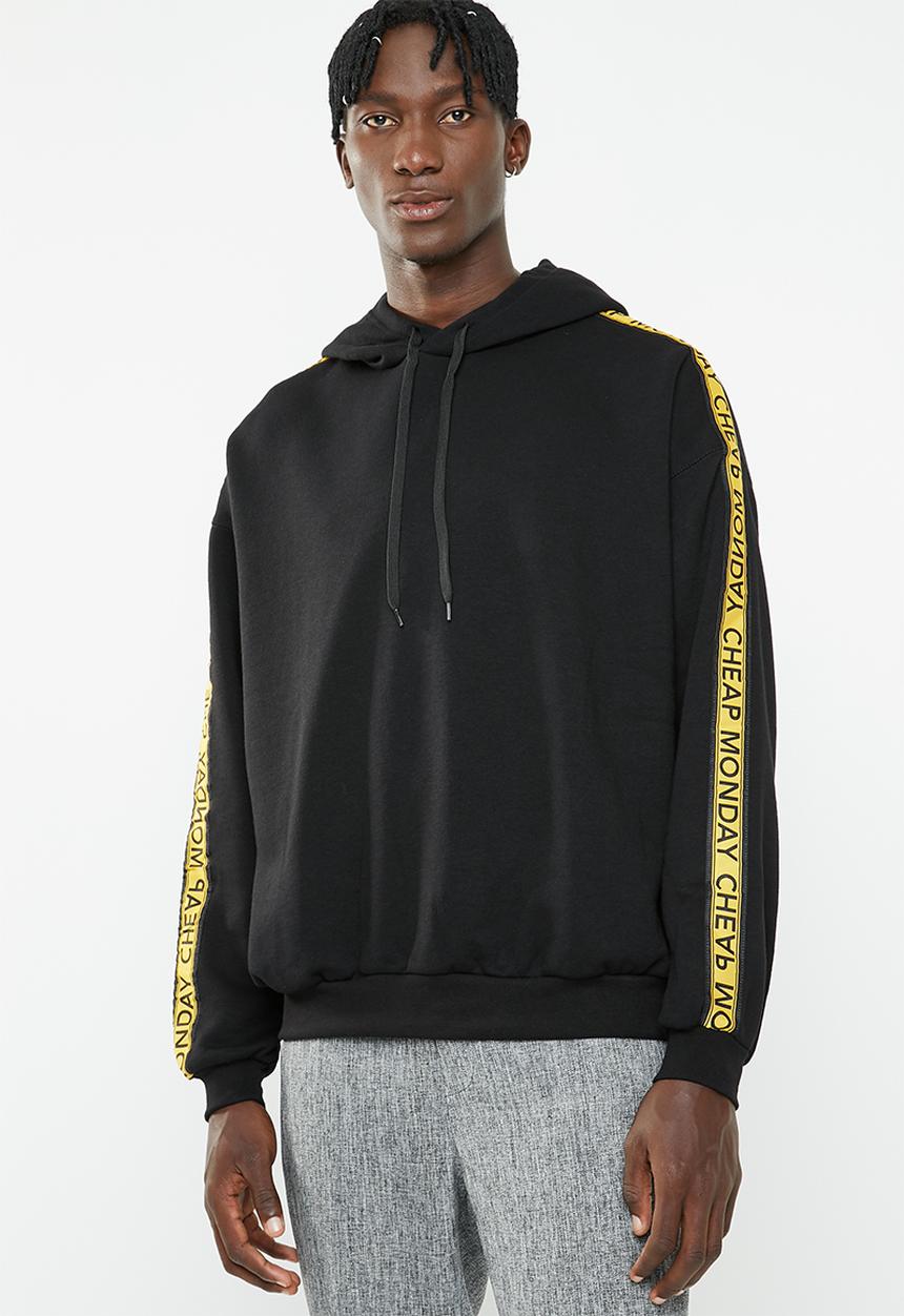 Cheap Monday - Goal logo side taped hoodie - black