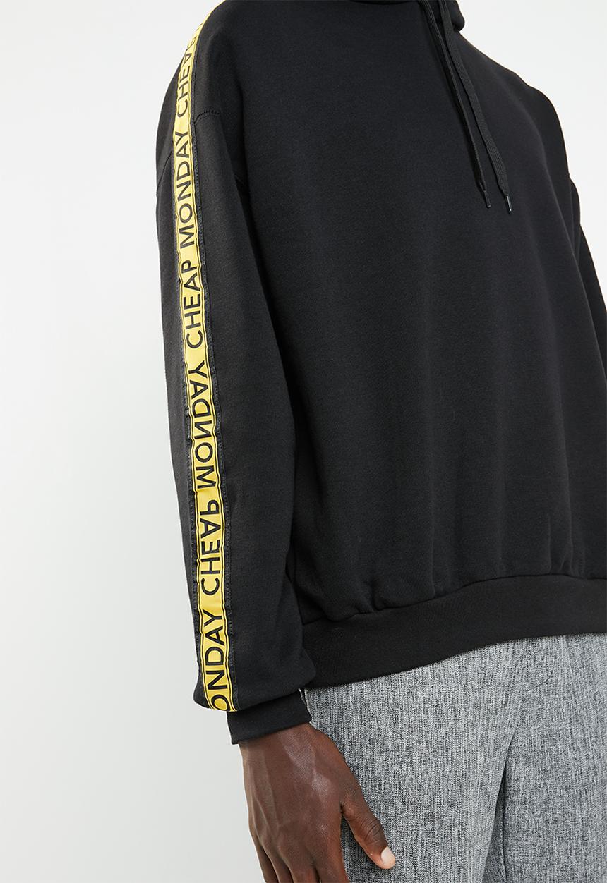 Cheap Monday - Goal logo side taped hoodie - black