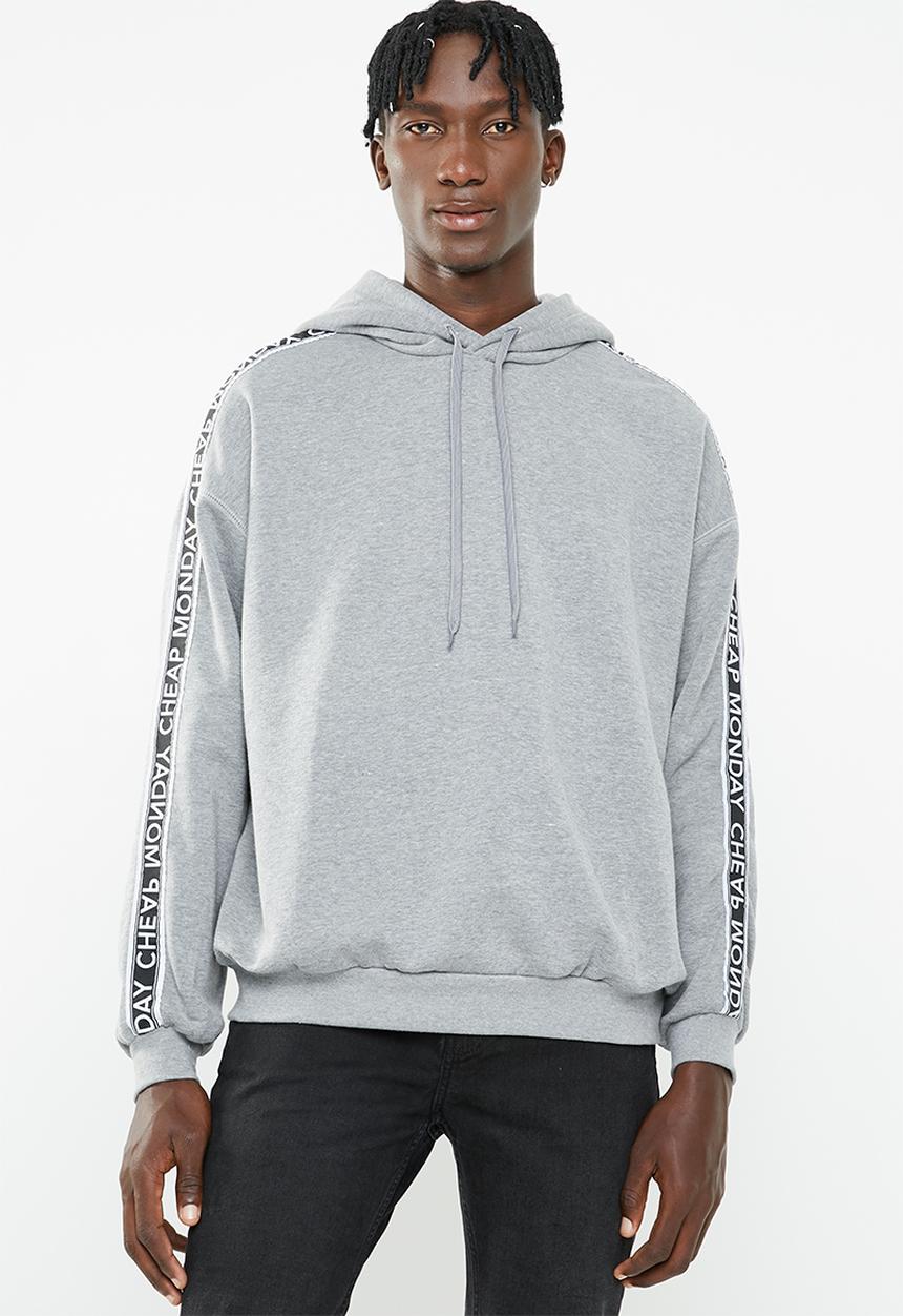 Cheap Monday - Goal logo side taped hoodie - grey