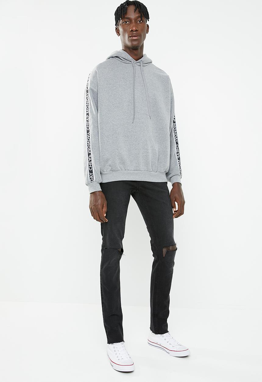 Cheap Monday - Goal logo side taped hoodie - grey