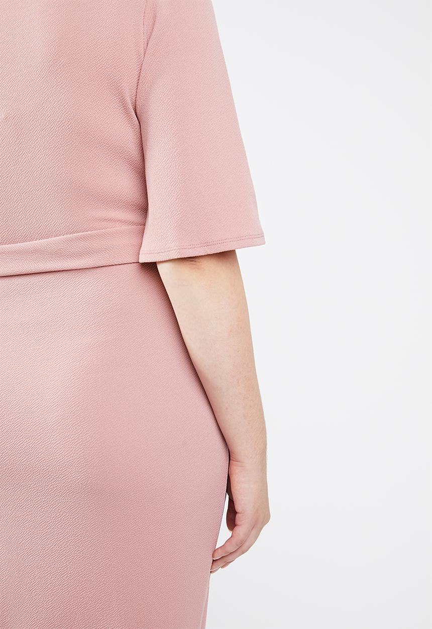 Missguided - Curved plunge kimono sleeve midi dress - pink 