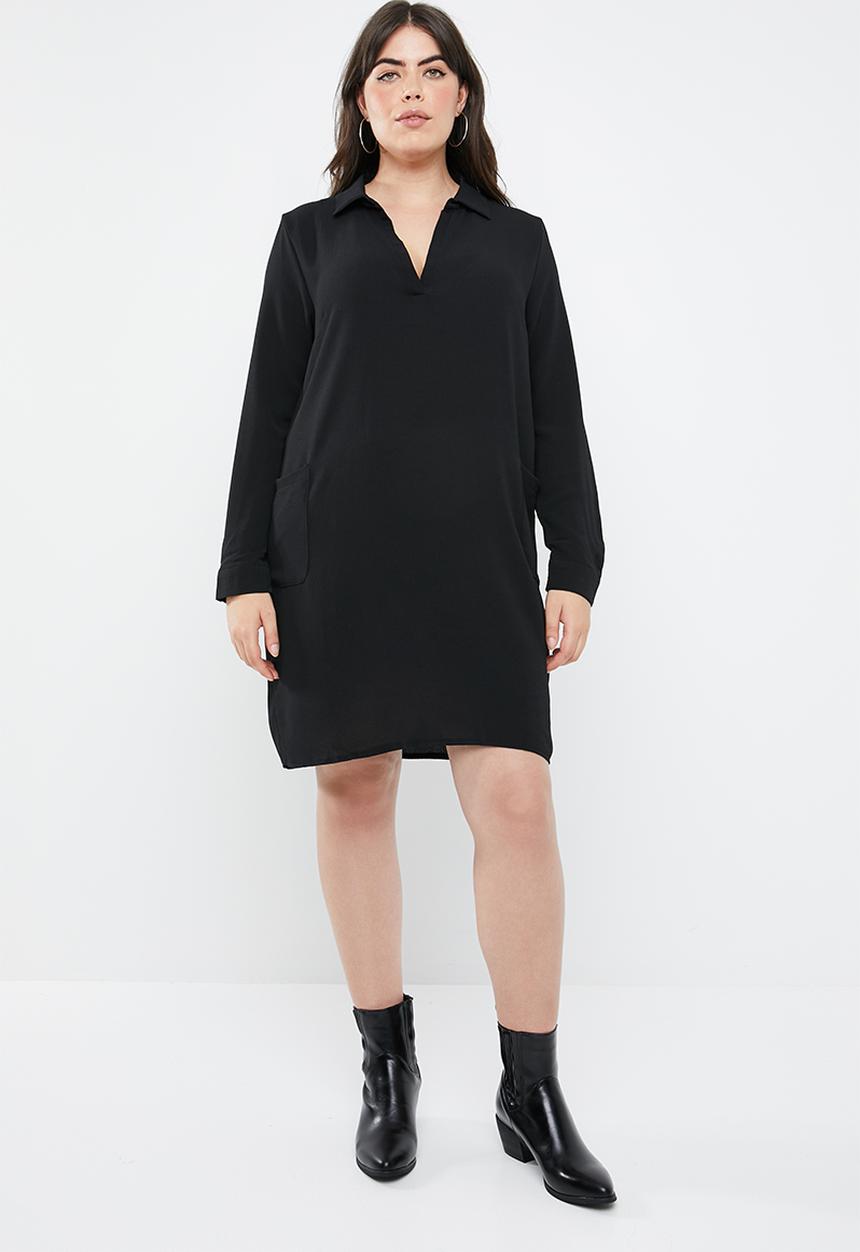 Missguided - Curve pocket smock shirt dress - black