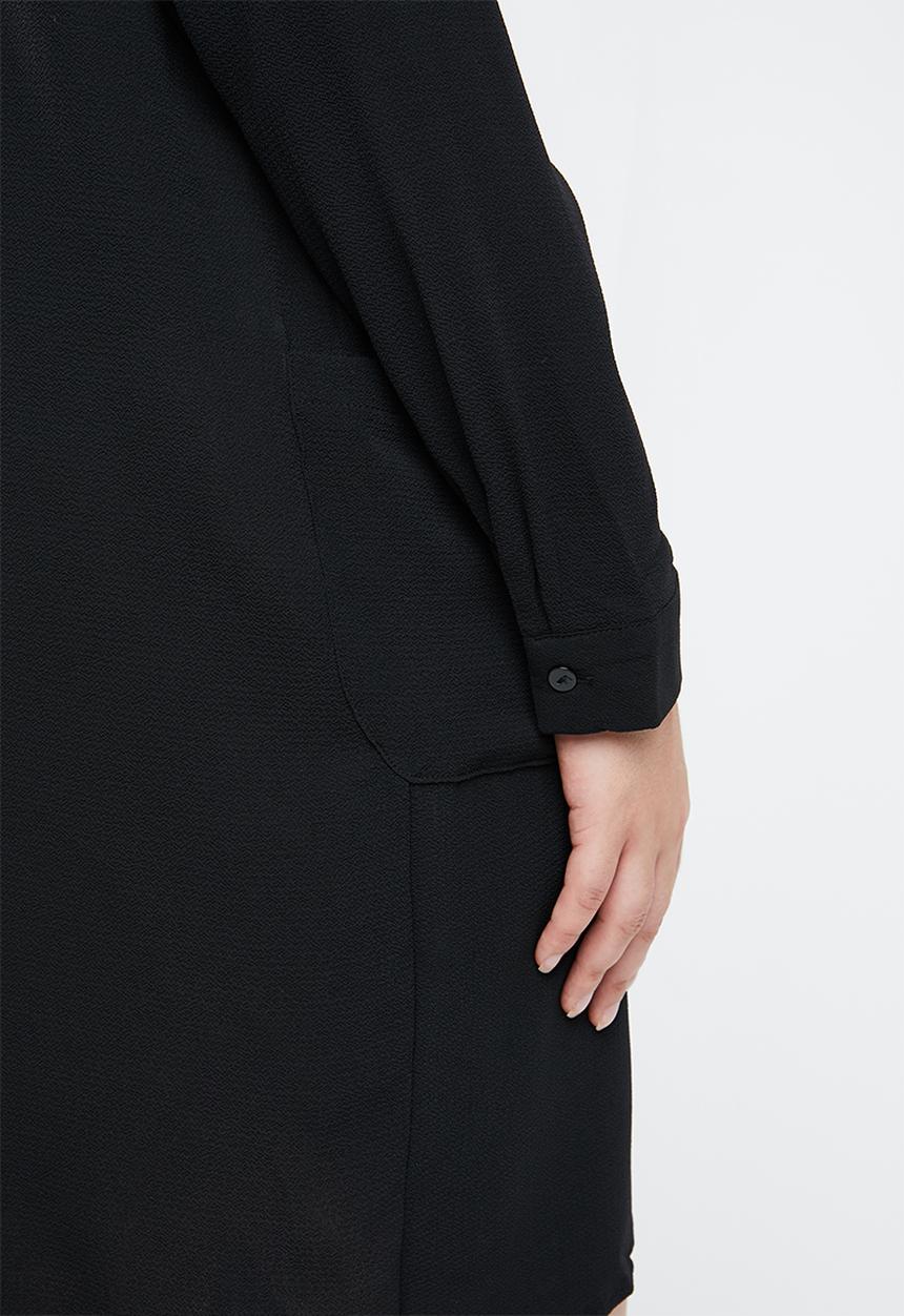 Missguided - Curve pocket smock shirt dress - black
