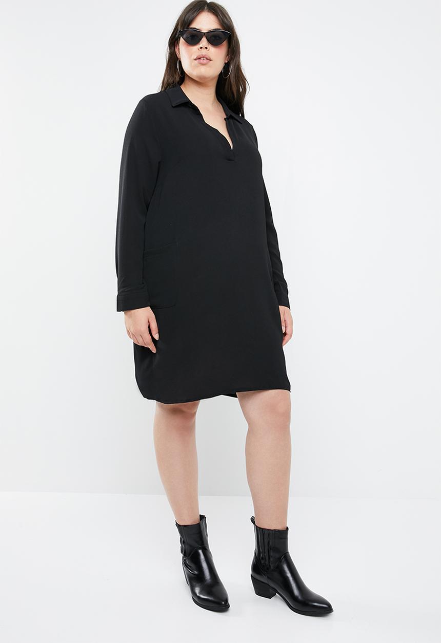 Missguided - Curve pocket smock shirt dress - black