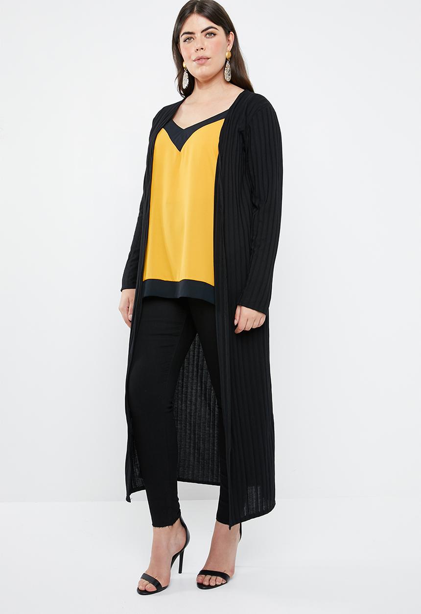 Missguided - Curve rib longline cardigan - black 