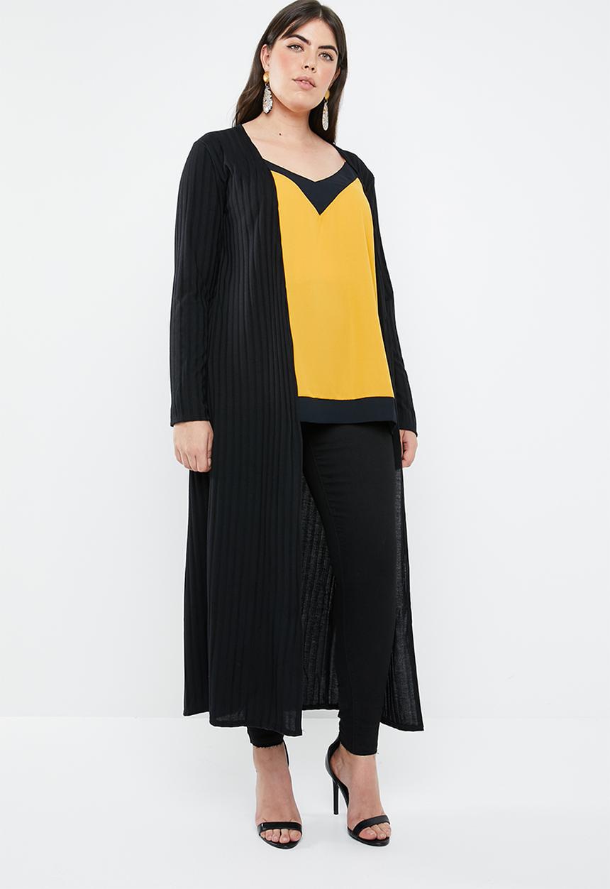 Missguided - Curve rib longline cardigan - black 