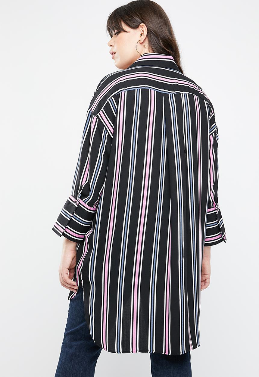 STYLE REPUBLIC PLUS - Longer length stripe shirt - multi