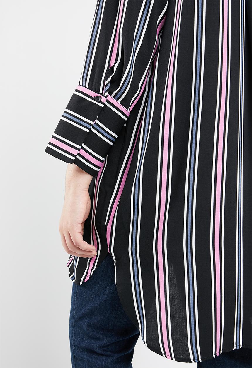 STYLE REPUBLIC PLUS - Longer length stripe shirt - multi