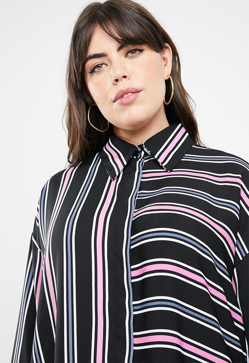 STYLE REPUBLIC PLUS - Longer length stripe shirt - multi