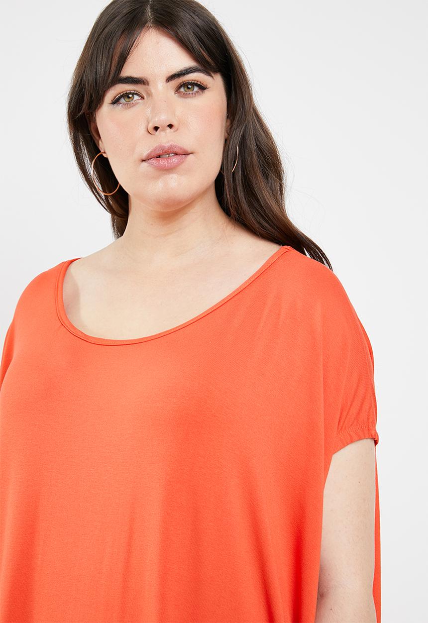 STYLE REPUBLIC PLUS - Maxi dress with side slits - orange