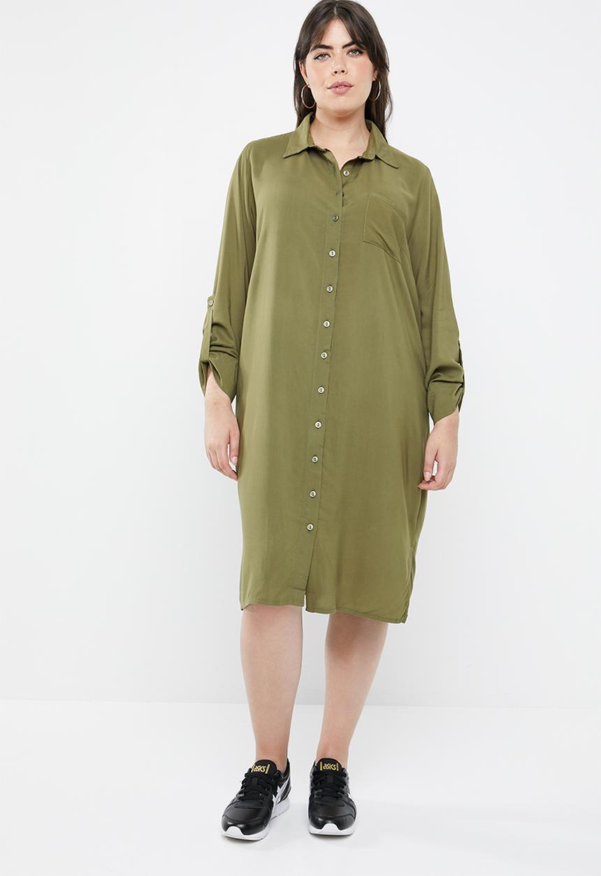 STYLE REPUBLIC PLUS - Military shirt dress - khaki