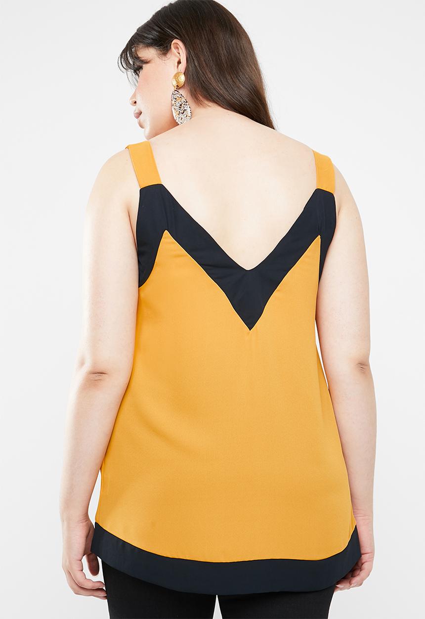 STYLE REPUBLIC PLUS - Contrast cami - yellow & black 