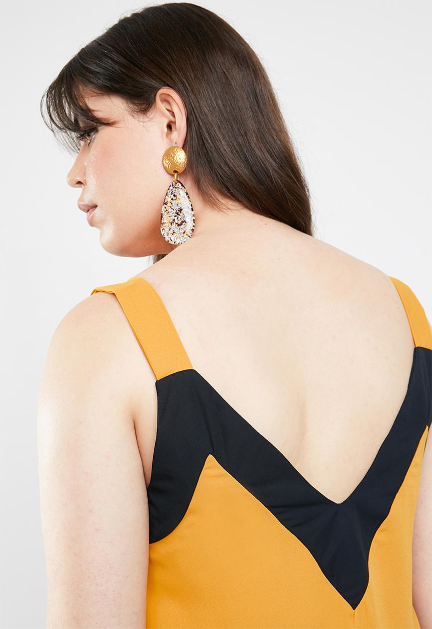 STYLE REPUBLIC PLUS - Contrast cami - yellow & black 