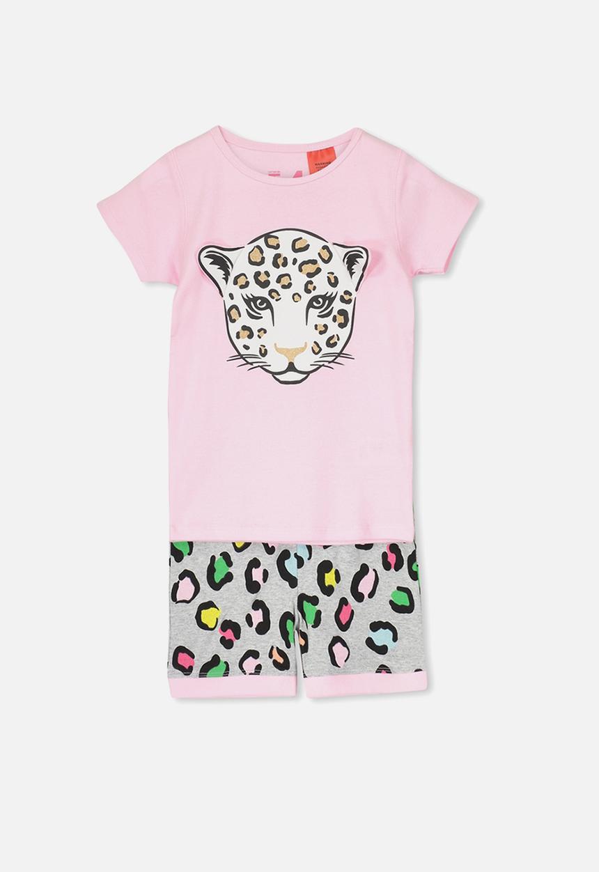 Cotton On - Chloe short sleeve girls pj set - pink