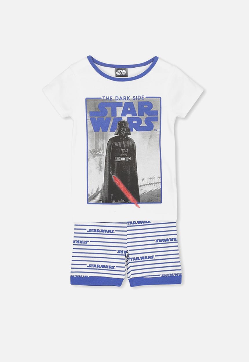 Cotton On - Joshua short sleeve pyjama  - white & blue 
